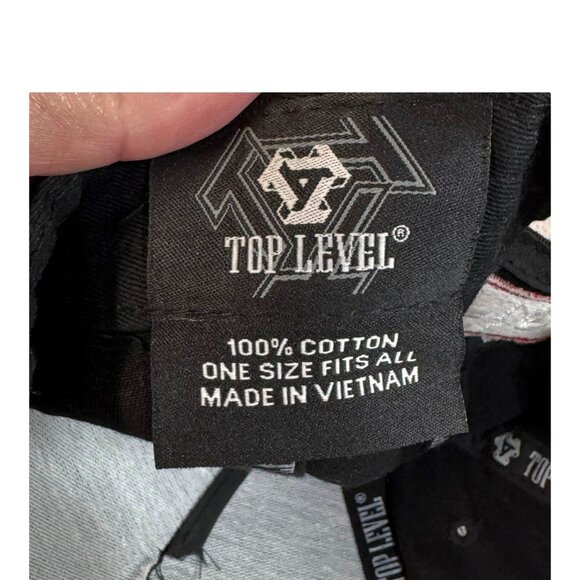 Top Level FLEX Snapback Hat Black & Red 100% Cotton One Size Fits All - Picture 5 of 10